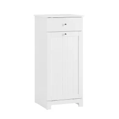 SoBuy Szafka łazienkowa z szufladą i koszem Biały 38x40x91cm BZR21-II-W