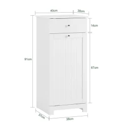 SoBuy Szafka łazienkowa z szufladą i koszem Biały 38x40x91cm BZR21-II-W