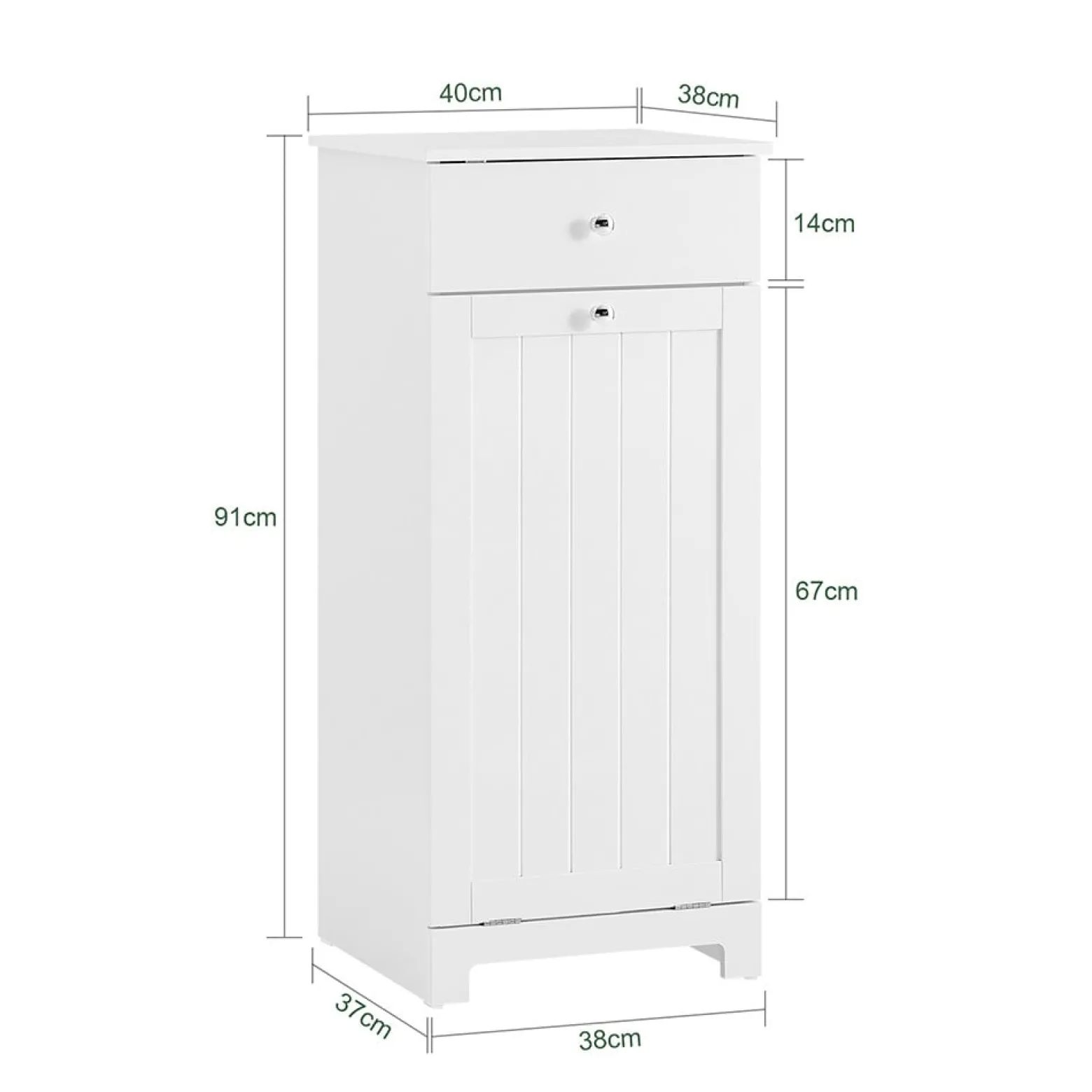 SoBuy Szafka łazienkowa z szufladą i koszem Biały 38x40x91cm BZR21-II-W