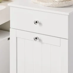 SoBuy Szafka łazienkowa z szufladą i koszem Biały 38x40x91cm BZR21-II-W
