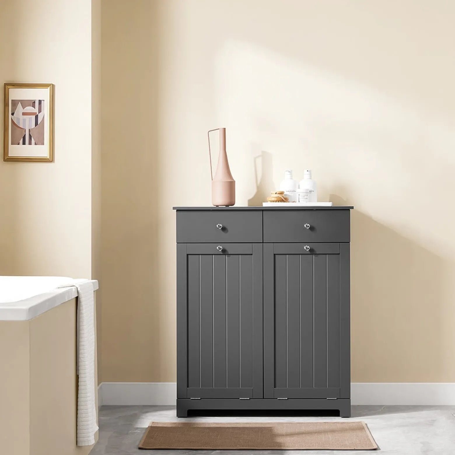 SoBuy Szafka łazienkowa z szufladami Ciemnoszary 78x38x90 BZR33-II-DG