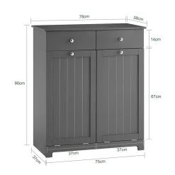 SoBuy Szafka łazienkowa z szufladami Ciemnoszary 78x38x90 BZR33-II-DG