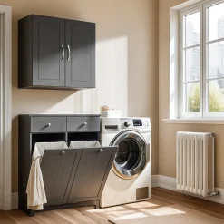 SoBuy Szafka łazienkowa z szufladami Ciemnoszary 78x38x90 BZR33-II-DG
