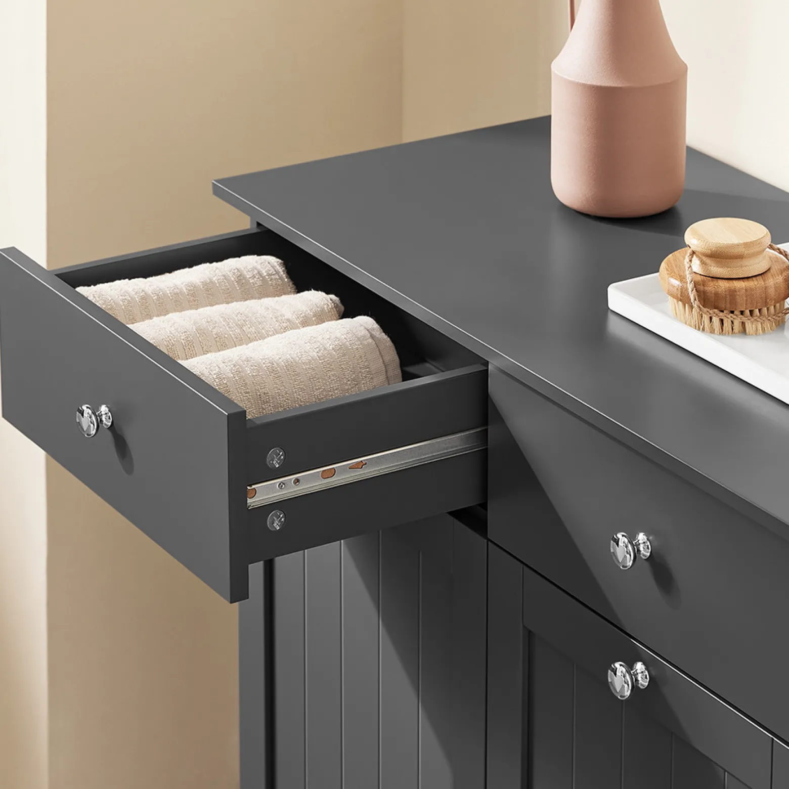 SoBuy Szafka łazienkowa z szufladami Ciemnoszary 78x38x90 BZR33-II-DG