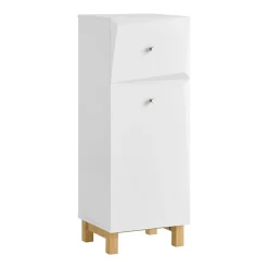 SoBuy Szafka na bieliznę z 1 szufladą Biały 34x30x89.5cm Nowoczesny BZR93-W