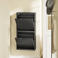 SoBuy Szafka na buty z 2 drzwiami Czarny 50x19x99,6cm FSR204-SCH