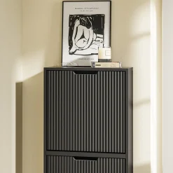 SoBuy Szafka na buty z 2 drzwiami Czarny 50x19x99,6cm FSR204-SCH