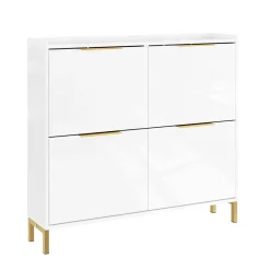 SoBuy Szafka na buty z 4 drzwiczkami Biały 100x19x90cm Nordycki FSR206-GW