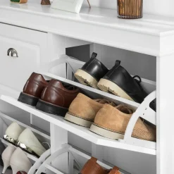SoBuy Szafka na buty z 4 drzwiczkami Biały Nowoczesny FSR79-W