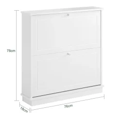 SoBuy Szafka na buty z dwoma drzwiczkami Biały Nowoczesny FSR99-W