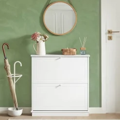 SoBuy Szafka na buty z dwoma drzwiczkami Biały Nowoczesny FSR99-W