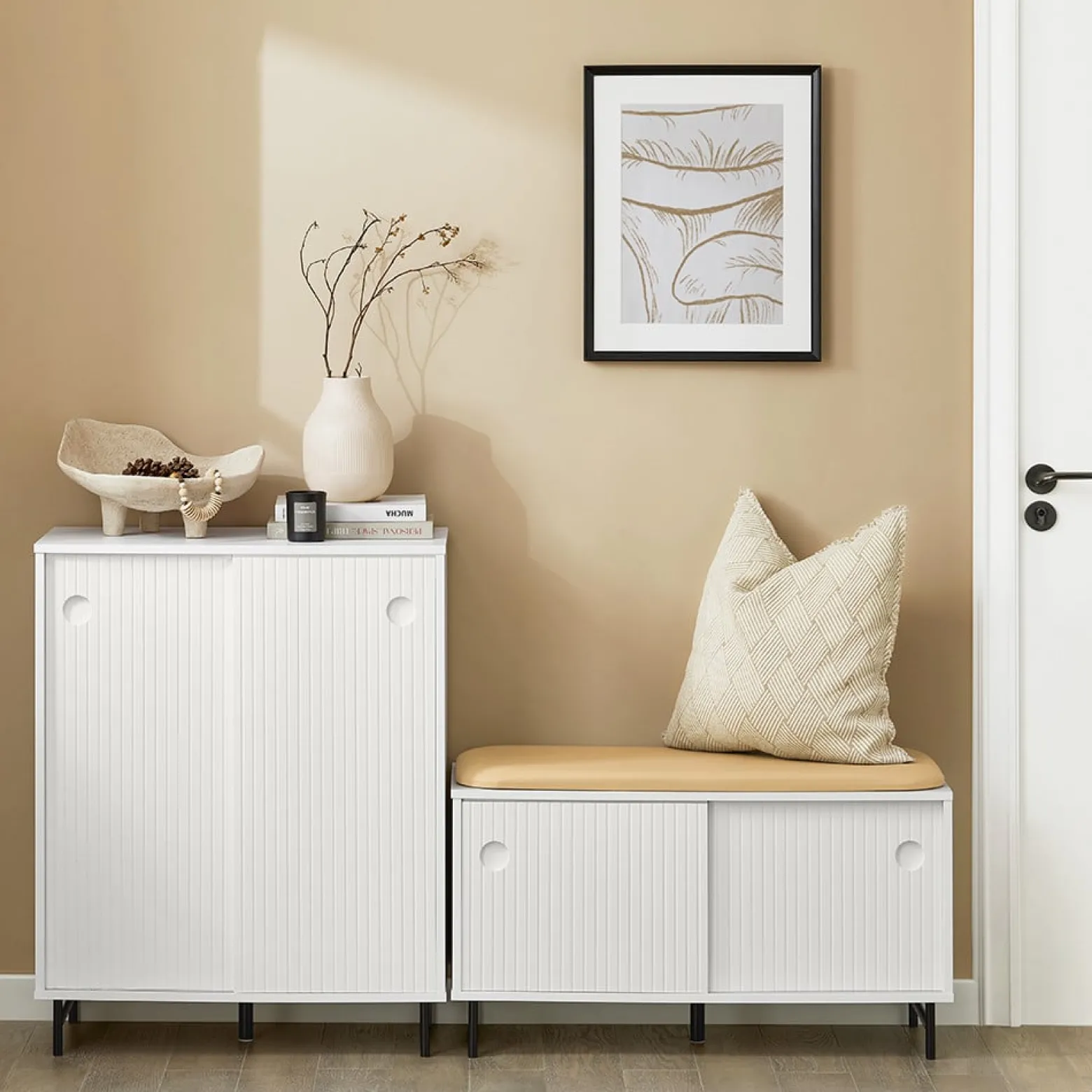 SoBuy Szafka na buty z dwoma drzwiami Biały 85x37x49cm FSR116-W