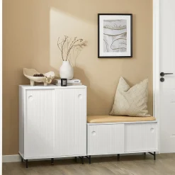 SoBuy Szafka na buty z dwoma drzwiami Biały 85x37x49cm FSR116-W