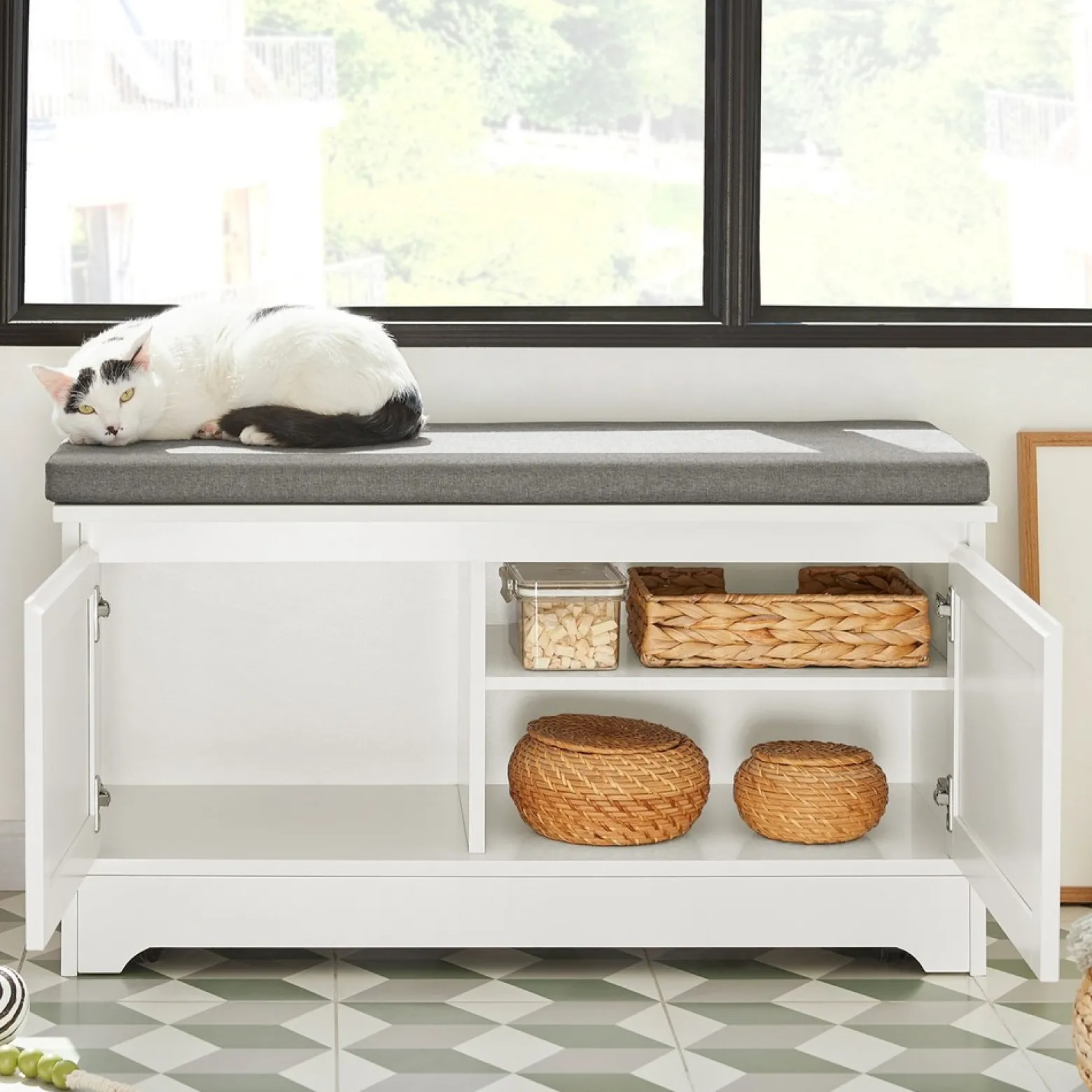 SoBuy Szafka na buty z jedną szufladą Biały 90x36x44cm FSR136-W