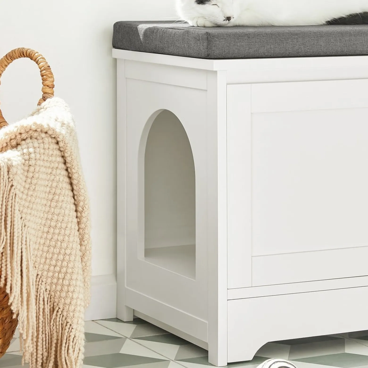 SoBuy Szafka na buty z jedną szufladą Biały 90x36x44cm FSR136-W