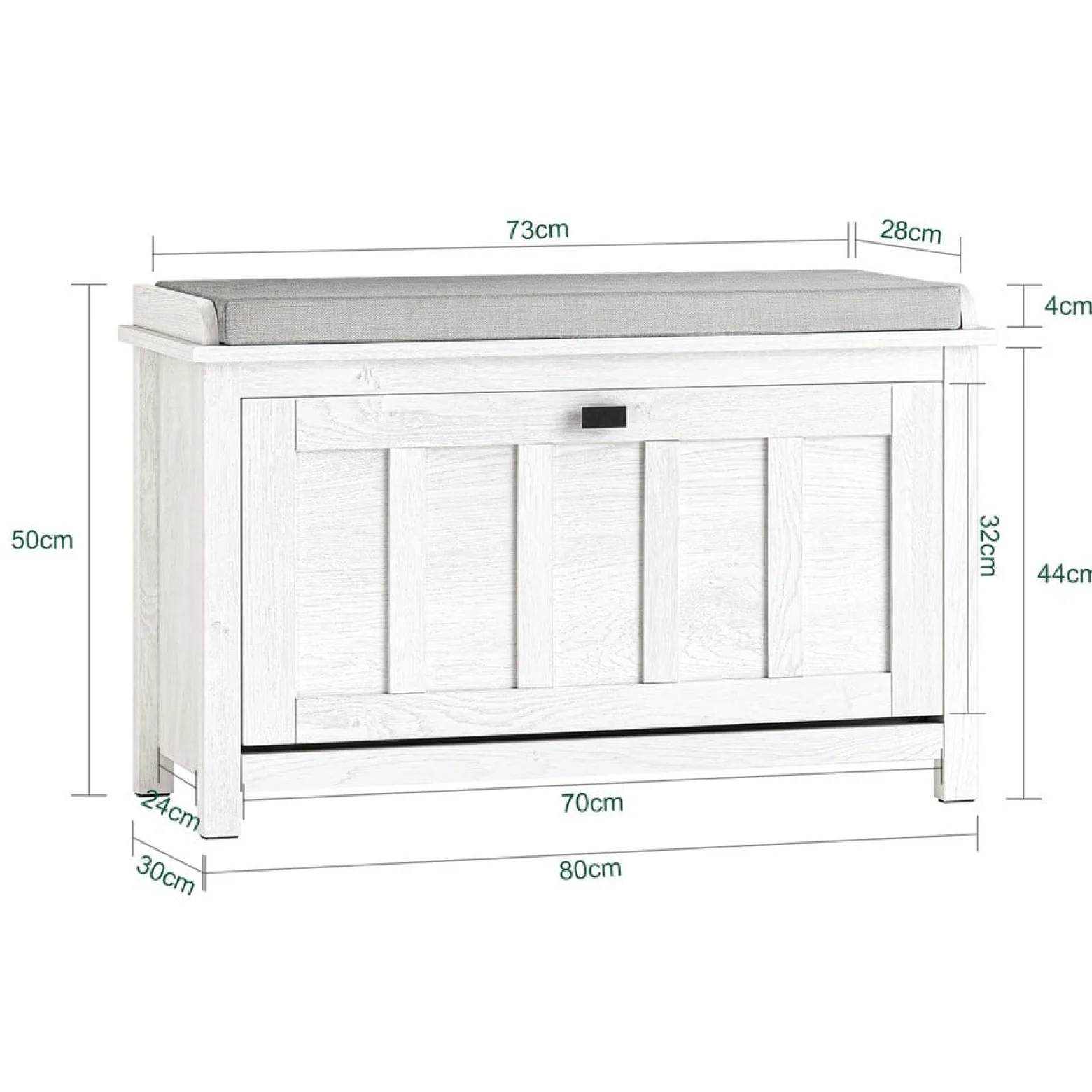 SoBuy Szafka na buty z jednymi drzwiami Biały 80x30x50cm FSR161-W