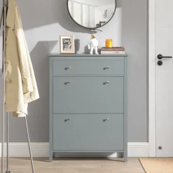 SoBuy Szafka na buty z 1 szufladą Jasnoszary 80x25x108cm FSR89-HG