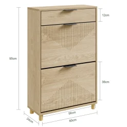 SoBuy Szafka na buty z szufladą Jasny dąb 60×24×95 FSR212-N