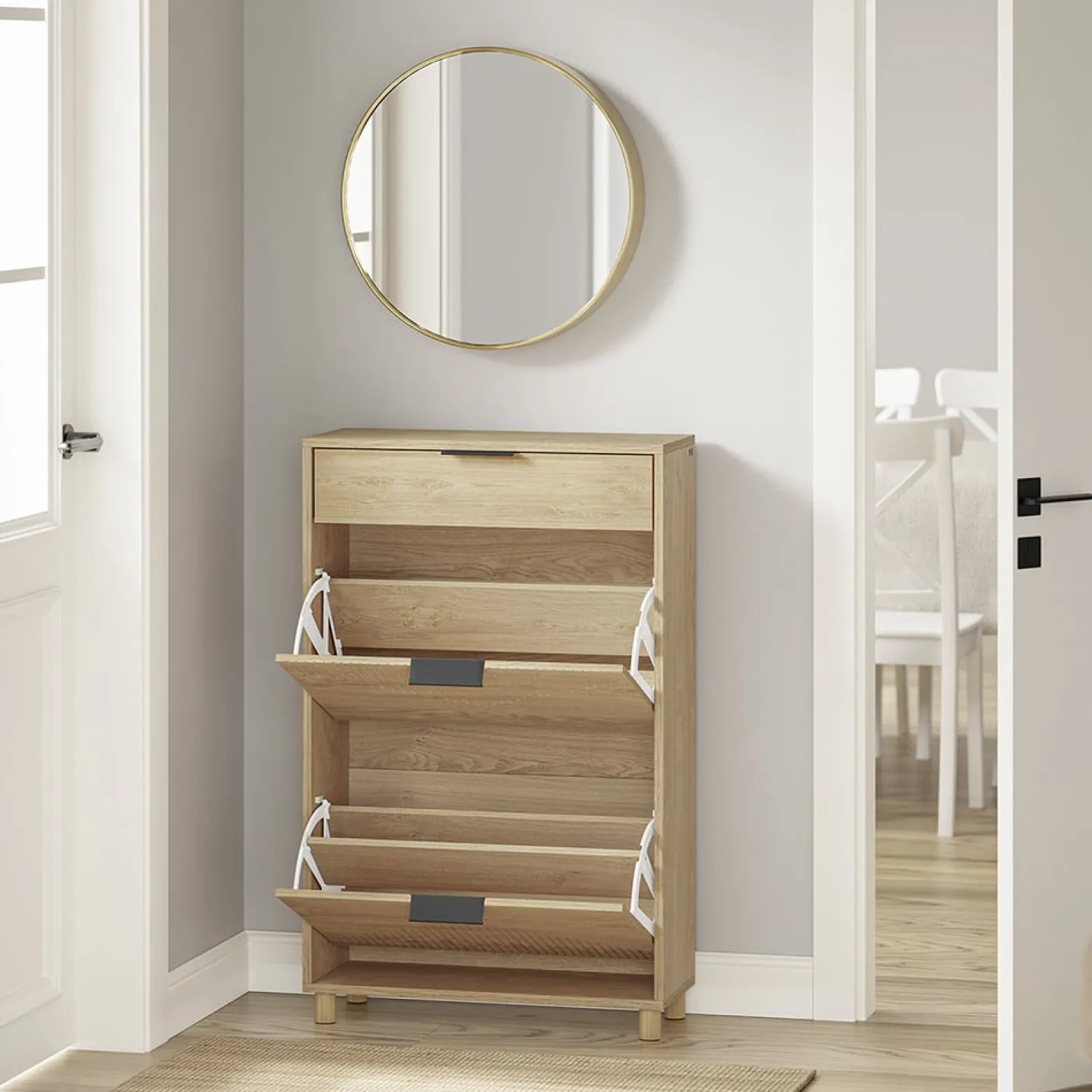 SoBuy Szafka na buty z szufladą Jasny dąb 60×24×95 FSR212-N
