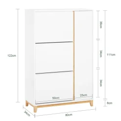 SoBuy Szafka na buty z trzema drzwiczkami 80x34x122.1cm FSR189-NW