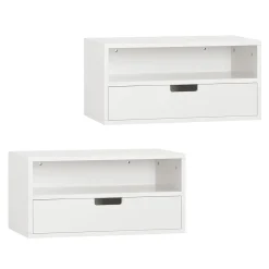 SoBuy Szafka nocna wisząca z 2 szufladami Biały 45x25x22cm NKD03-WX2