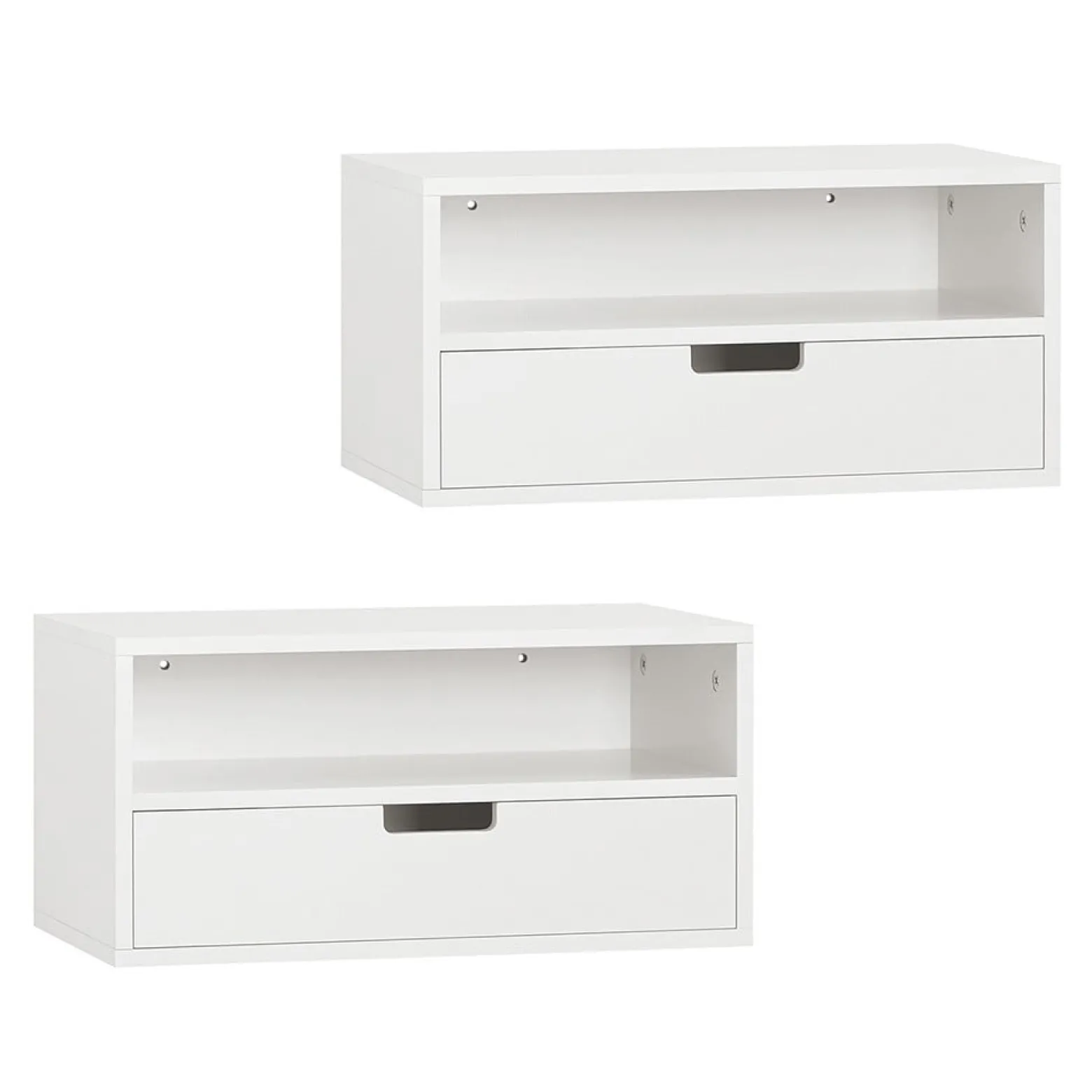 SoBuy Szafka nocna wisząca z 2 szufladami Biały 45x25x22cm NKD03-WX2