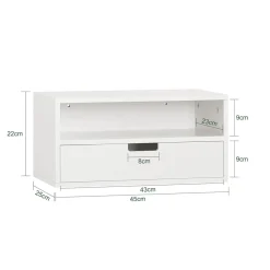 SoBuy Szafka nocna wisząca z 2 szufladami Biały 45x25x22cm NKD03-WX2