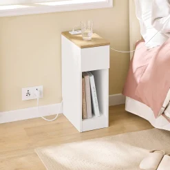 SoBuy Szafka nocna z jedną szufladą 35x20x60cm FBT111-E-WN