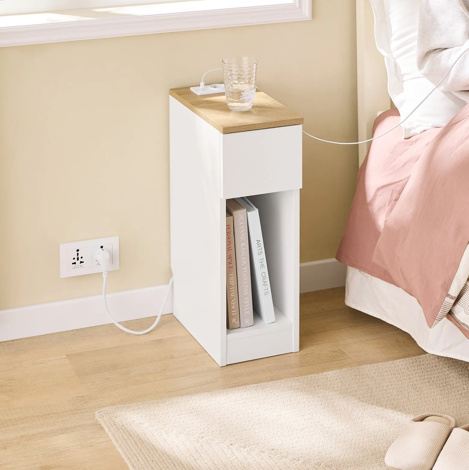 SoBuy Szafka nocna z jedną szufladą 35x20x60cm FBT111-E-WN