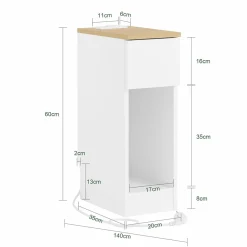 SoBuy Szafka nocna z jedną szufladą 35x20x60cm FBT111-E-WN