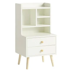 SoBuy Szafka nocna z 2 szufladami Biały 43x36x81cm Nowoczesny FBT100-W