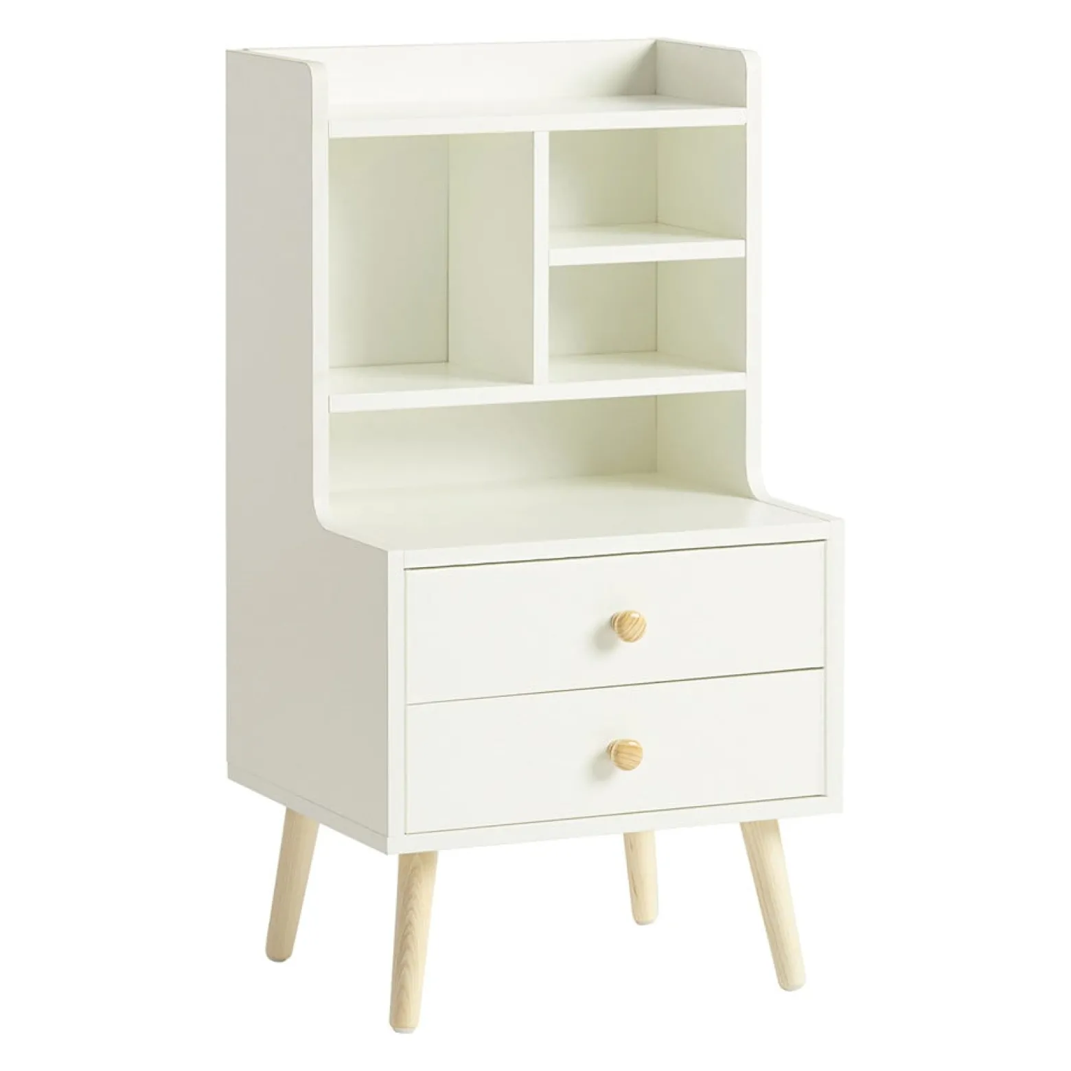 SoBuy Szafka nocna z 2 szufladami Biały 43x36x81cm Nowoczesny FBT100-W
