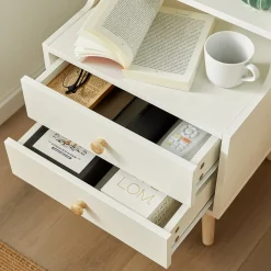 SoBuy Szafka nocna z 2 szufladami Biały 43x36x81cm Nowoczesny FBT100-W