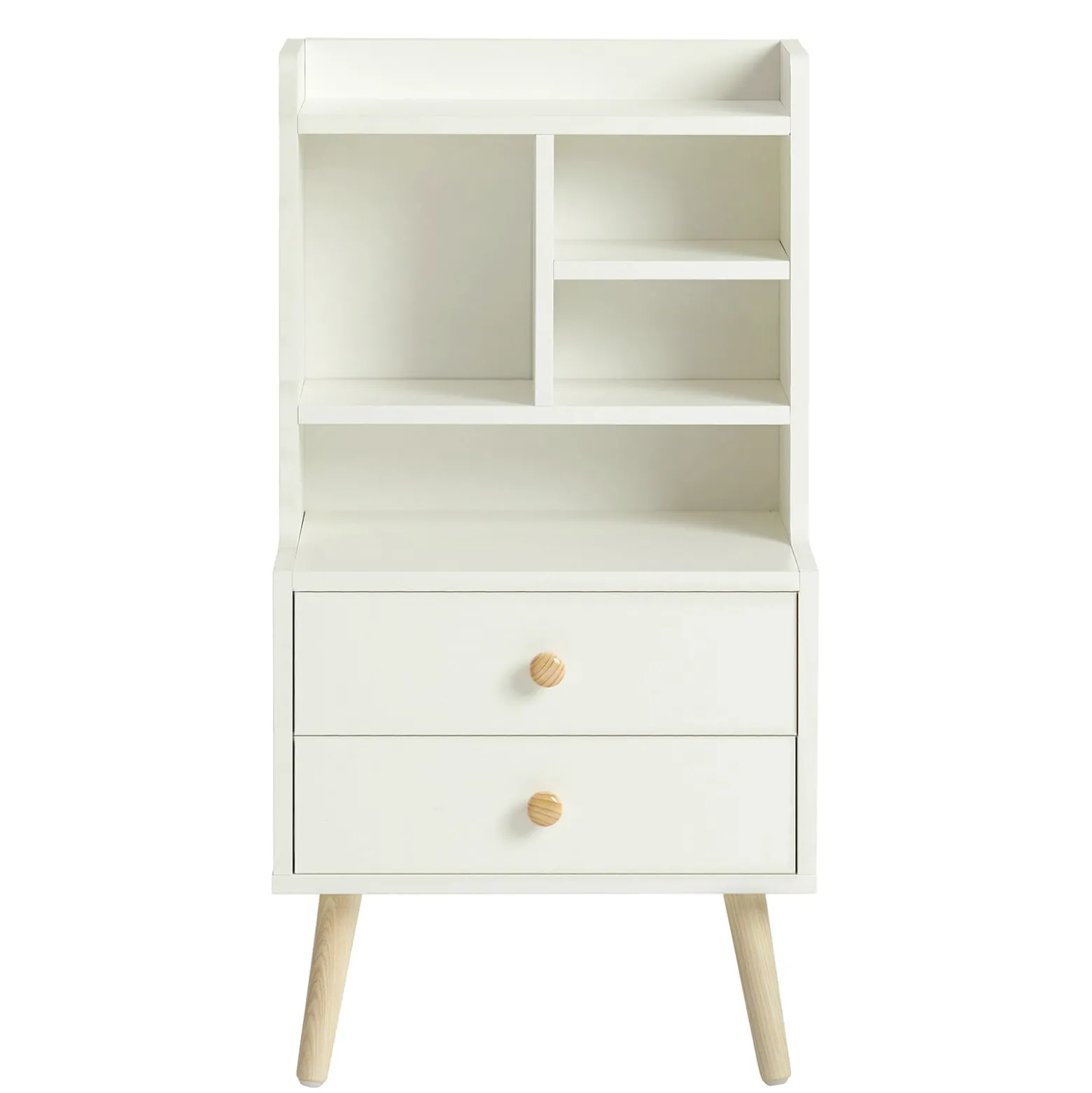 SoBuy Szafka nocna z 2 szufladami Biały 43x36x81cm Nowoczesny FBT100-W