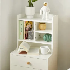 SoBuy Szafka nocna z 2 szufladami Biały 43x36x81cm Nowoczesny FBT100-W