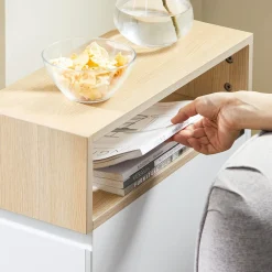 SoBuy Szafka nocna z 2 szufladami 50x20x61cm Minimalistyczny FBT155-NW