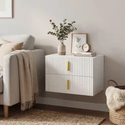 SoBuy Szafka nocna z 2 szufladami Biały 40x30x30 cm FBT177-E-W