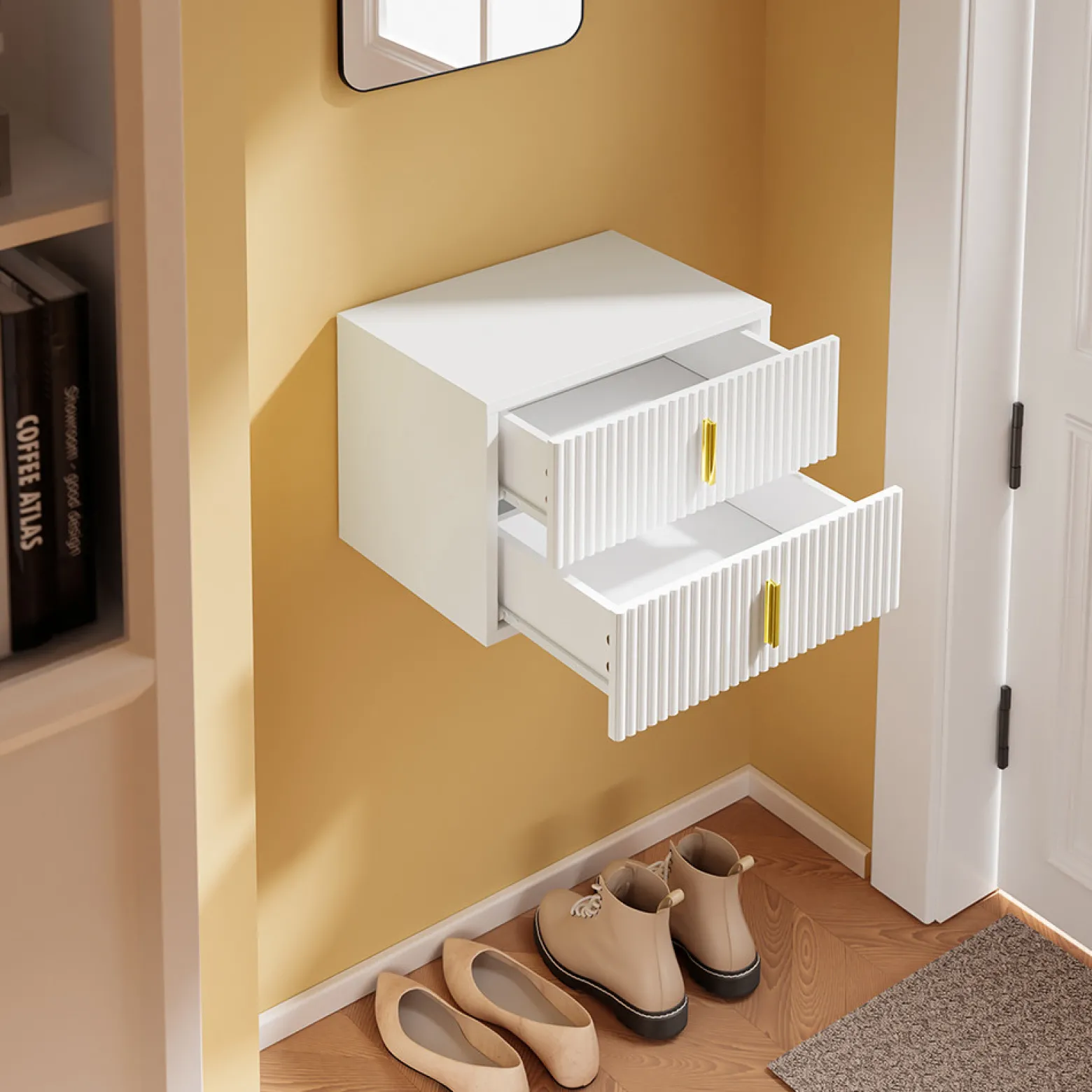 SoBuy Szafka nocna z 2 szufladami Biały 40x30x30 cm FBT177-E-W