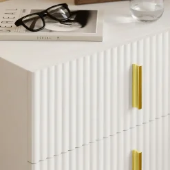 SoBuy Szafka nocna z 2 szufladami Biały 40x30x30 cm FBT177-E-W