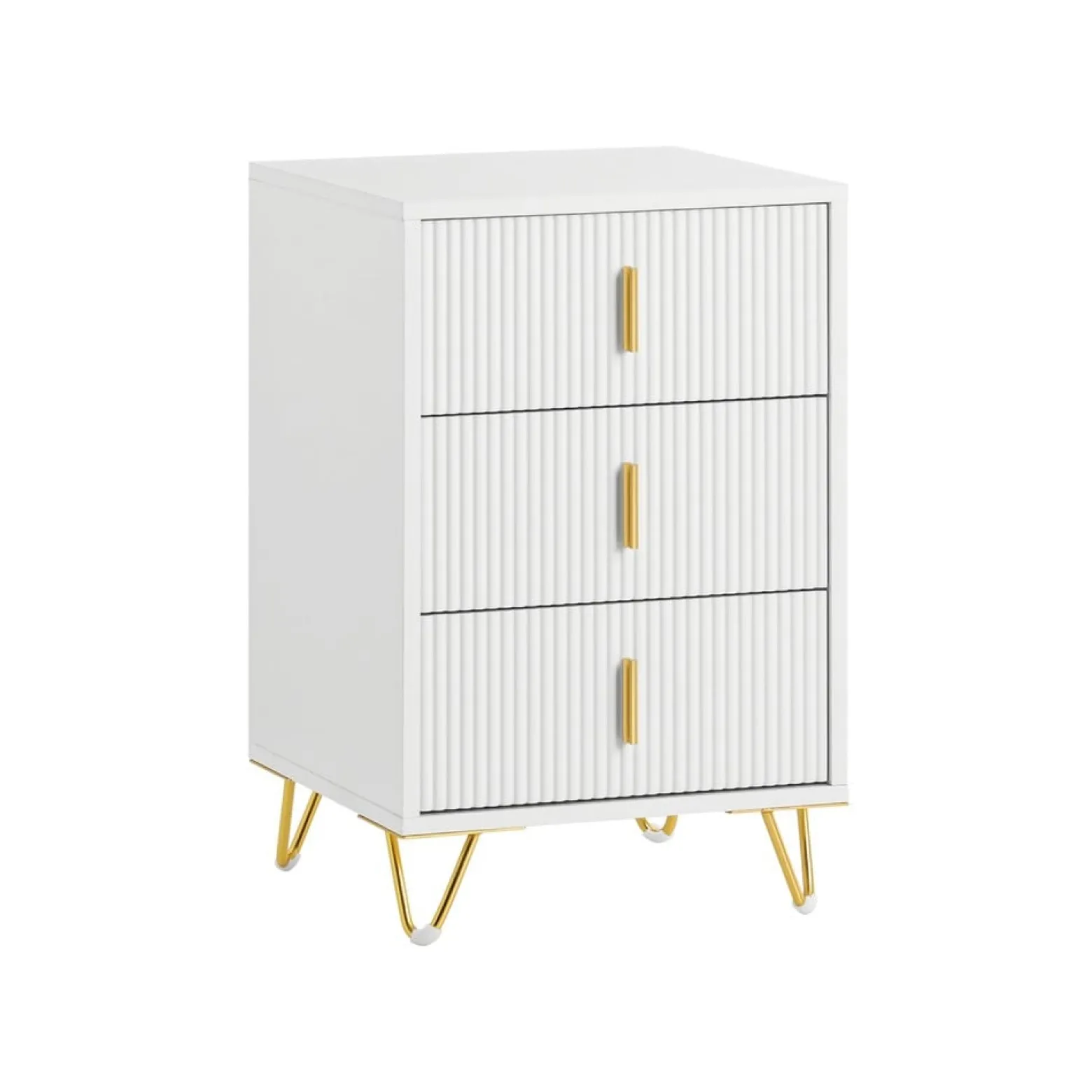 SoBuy Szafka nocna z 3 szufladami Biały 40x40x63cm Nowoczesny FBT115-L-W