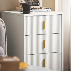SoBuy Szafka nocna z 3 szufladami Biały 40x40x63cm Nowoczesny FBT115-L-W