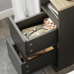 SoBuy Szafka nocna z 2 szufladami Czarny/Dąb 35x20x60cm FBT149-SCH