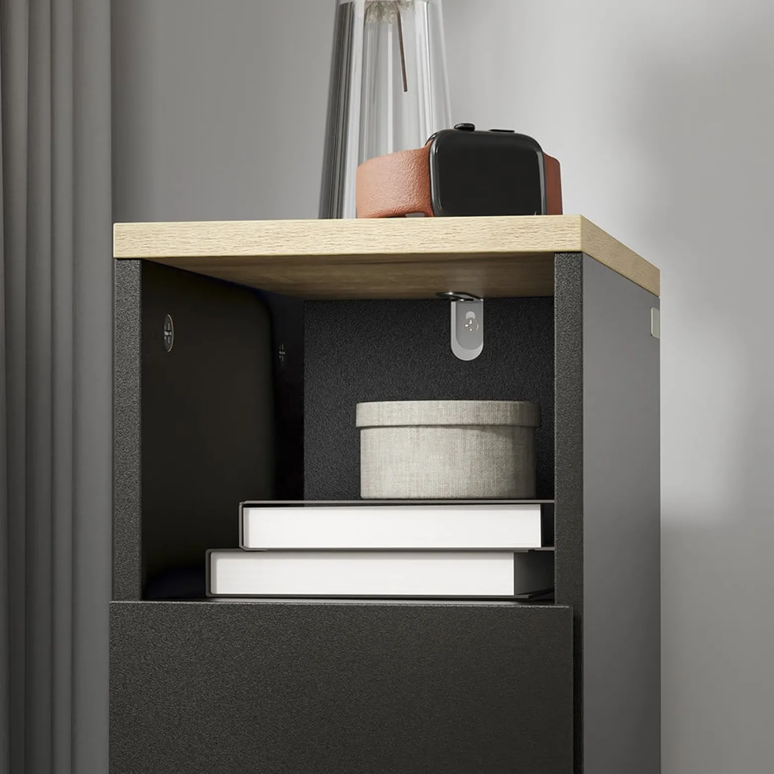 SoBuy Szafka nocna z 2 szufladami Czarny/Dąb 35x20x60cm FBT149-SCH