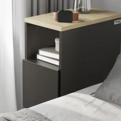 SoBuy Szafka nocna z 2 szufladami Czarny/Dąb 35x20x60cm FBT149-SCH