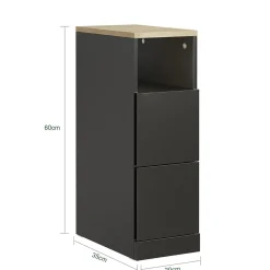 SoBuy Szafka nocna z 2 szufladami Czarny/Dąb 35x20x60cm FBT149-SCH