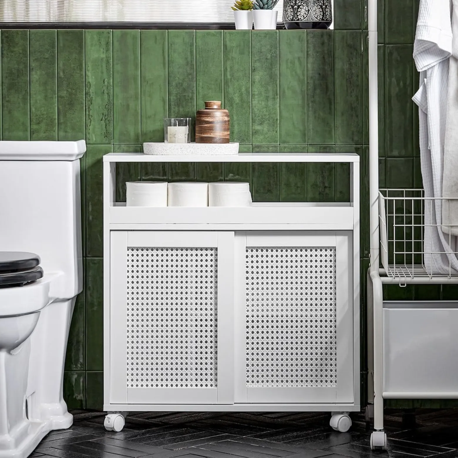 SoBuy Szafka toaletowa przy klozecie z jednymi drzwiami Biały BZR119-W