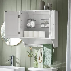 SoBuy Wisząca szafka z 2 drzwiami Biały 60x30x60cm Funkcjonalny BZR84-W