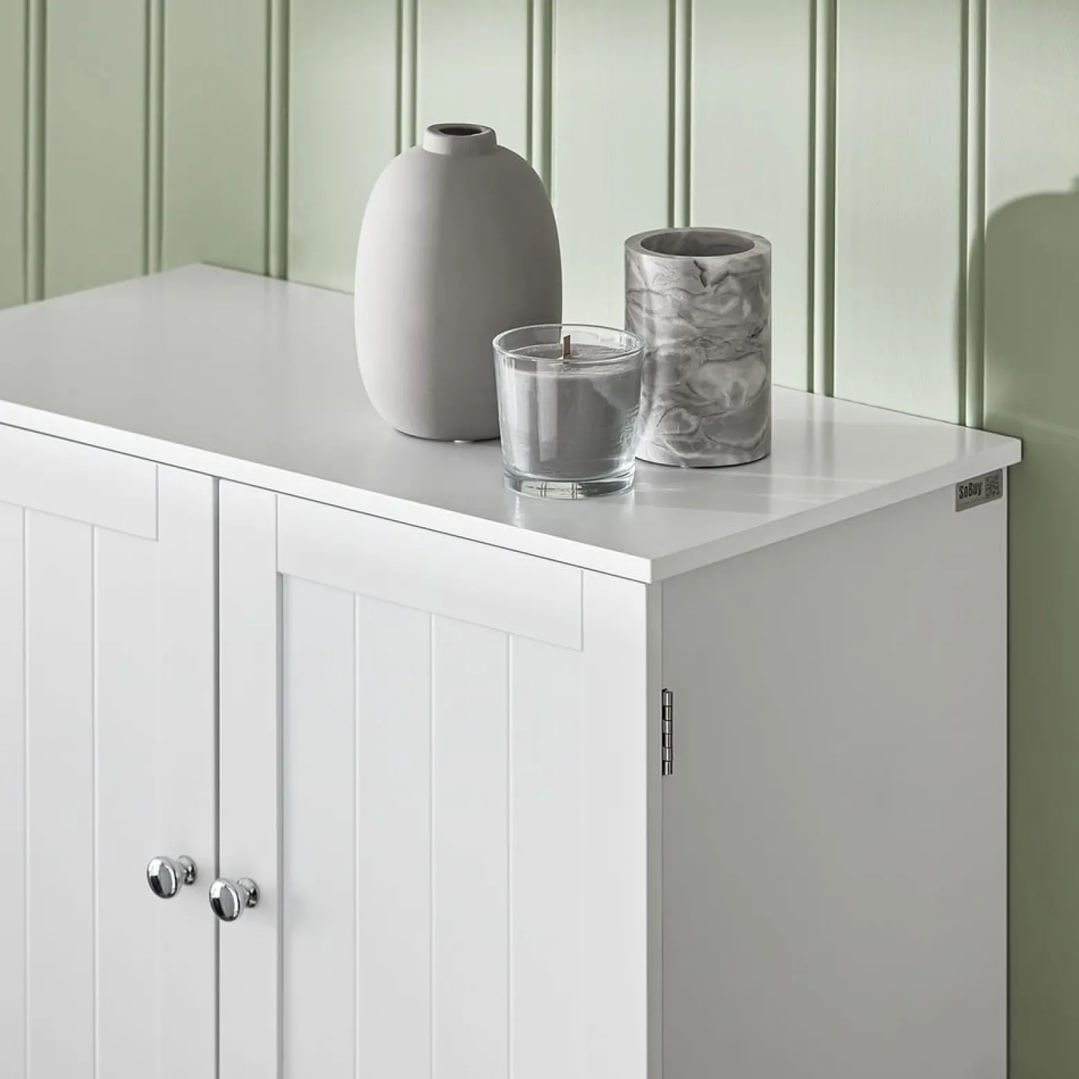 SoBuy Wisząca szafka z 2 drzwiami Biały 60x30x60cm Funkcjonalny BZR84-W
