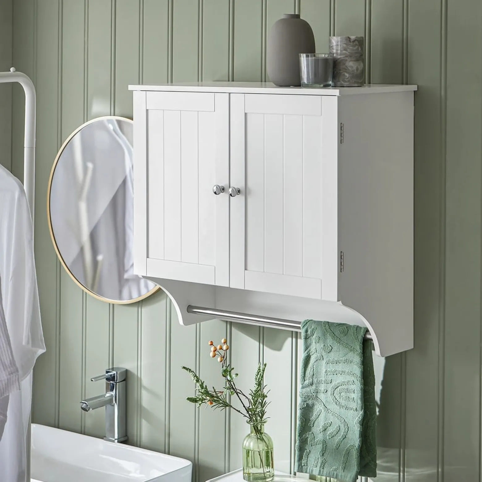 SoBuy Wisząca szafka z 2 drzwiami Biały 60x30x60cm Funkcjonalny BZR84-W