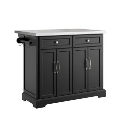 SoBuy Wyspa kuchenna z 2 szufladami Czarny/Srebrny 107x71x92cm FKW71-II-SCH